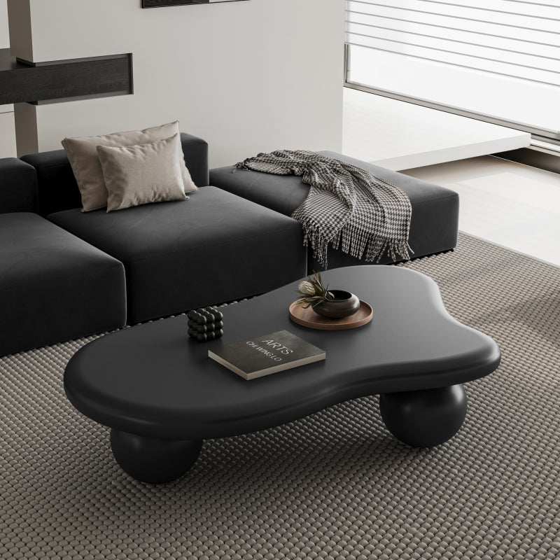 Modern Black Cloud Coffee Table for Living Room, 3 Ball Legs