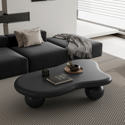 Modern Black Cloud Coffee Table for Living Room, 3 Ball Legs
