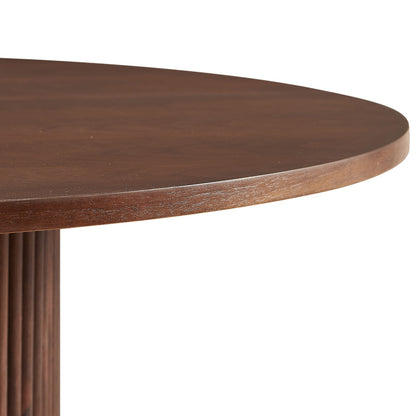 Modern Farmhouse 47-Inch Round Kitchen Table, Walnut Top