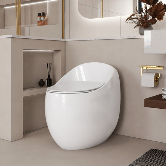 Modern Egg-Shape Bathroom Toilet, Water-Saving 1.28 GPF
