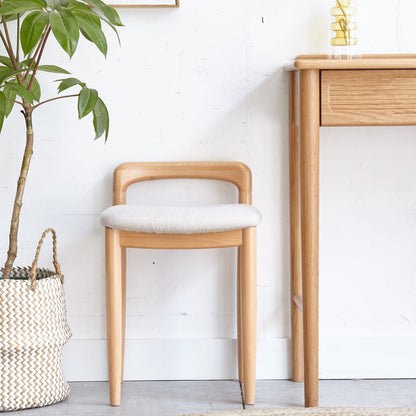 Natural Solid Beech Wood Vanity Stool for Bedroom & Dining