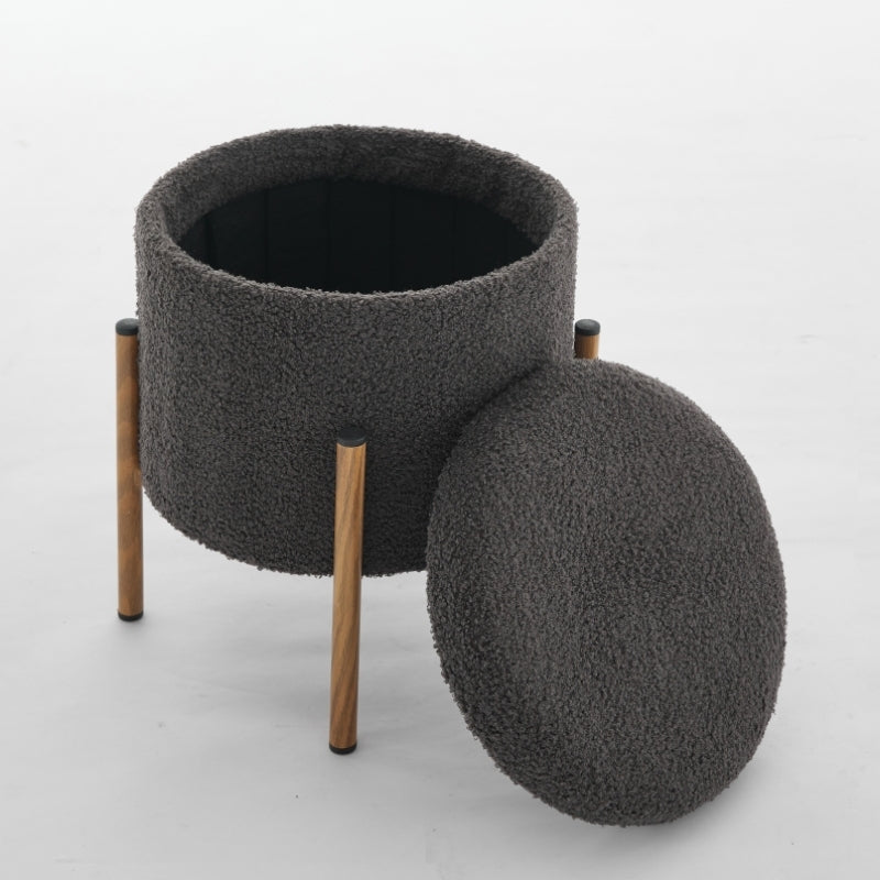 Modern Round Storage Ottoman, Removable Lid for Living Room