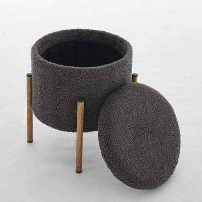 Modern Round Storage Ottoman, Removable Lid for Living Room