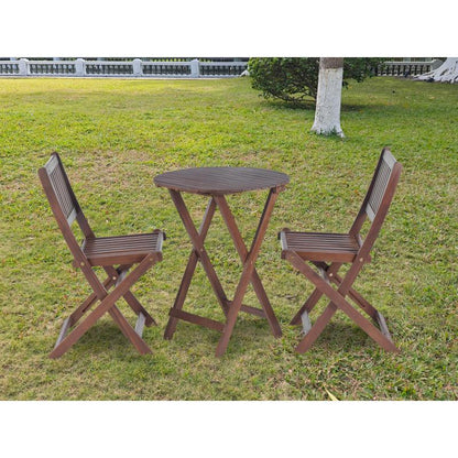 Natural Acacia 3-Pc Bistro Set for Patio & Balcony, Folding