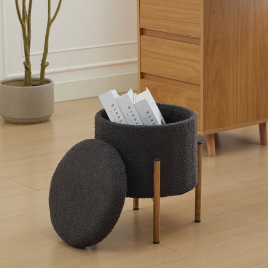 Modern Round Storage Ottoman, Removable Lid for Living Room