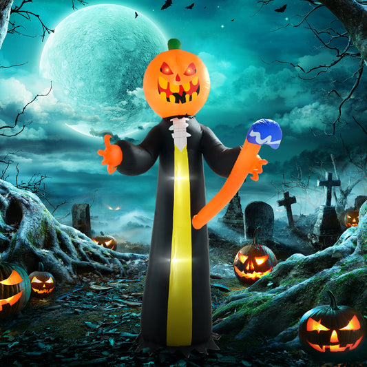 HOMCOM Spooky Inflatable Pumpkin Ghost 10ft LED Yard Display