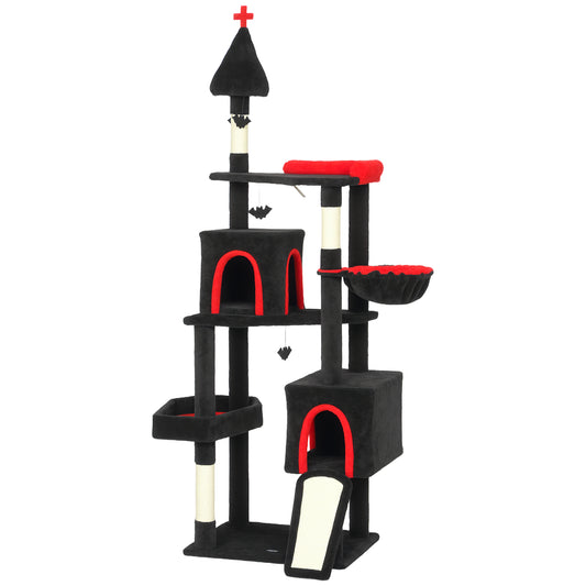 PawHut 78in Gothic Cat Tower, Home, Coffin Bed & Sisal Posts