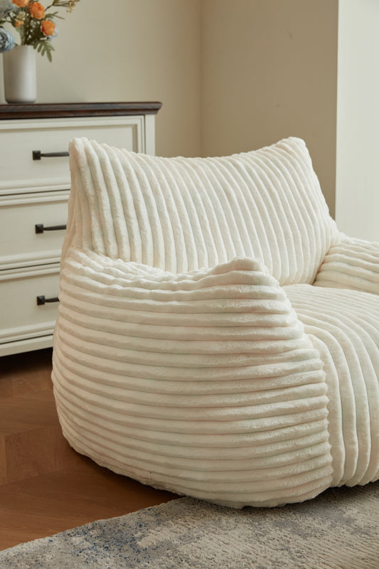 Bean Bag Chair with Ottoman, Modern Giant Bean Bag Couch Sofa with Footstool, Lounge Large Bean Bag Chairs for Adults Teens, Comfy Faux Fur Reading Chair for Bedroom, Living Room