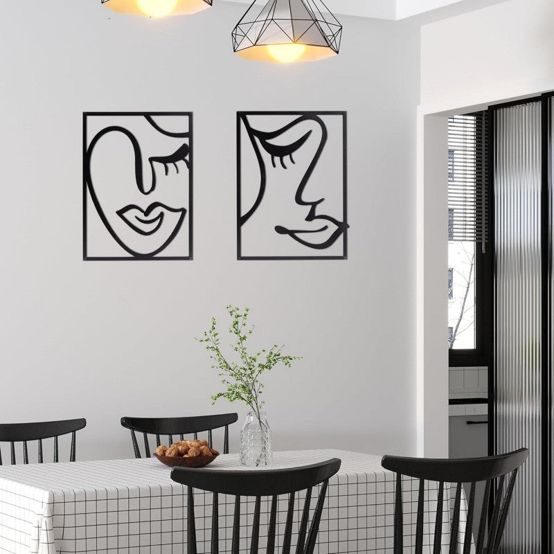 Cinq Minimalist Wall Decor for Living Room, 3‑Pc Line Faces