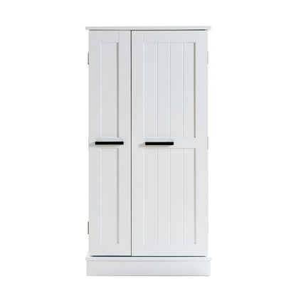 Kitchen Pantry Storage Cabinet,Freestanding Pantry Cabinet with Doors & Adjustable Shelves, Small Food Pantry Cabinet for Kitchen,Dining Room Craft Room (White)