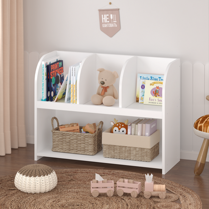 Modern Kids Bookcase for Nursery & Playroom with 4 Cubbies