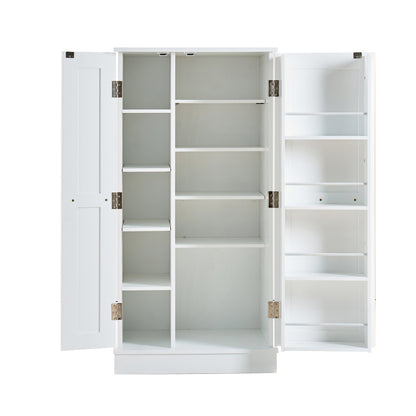 Kitchen Pantry Storage Cabinet,Freestanding Pantry Cabinet with Doors & Adjustable Shelves, Small Food Pantry Cabinet for Kitchen,Dining Room Craft Room (White)