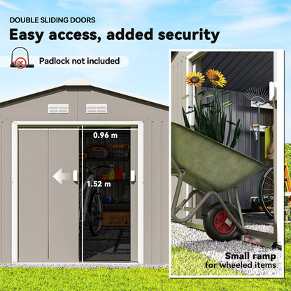 Outsunny Metal Garden Storage Shed with Double-Locking Doors