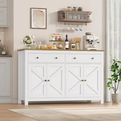 Modern 55" Manufactured Wood Sideboard Cabinet, Walnut