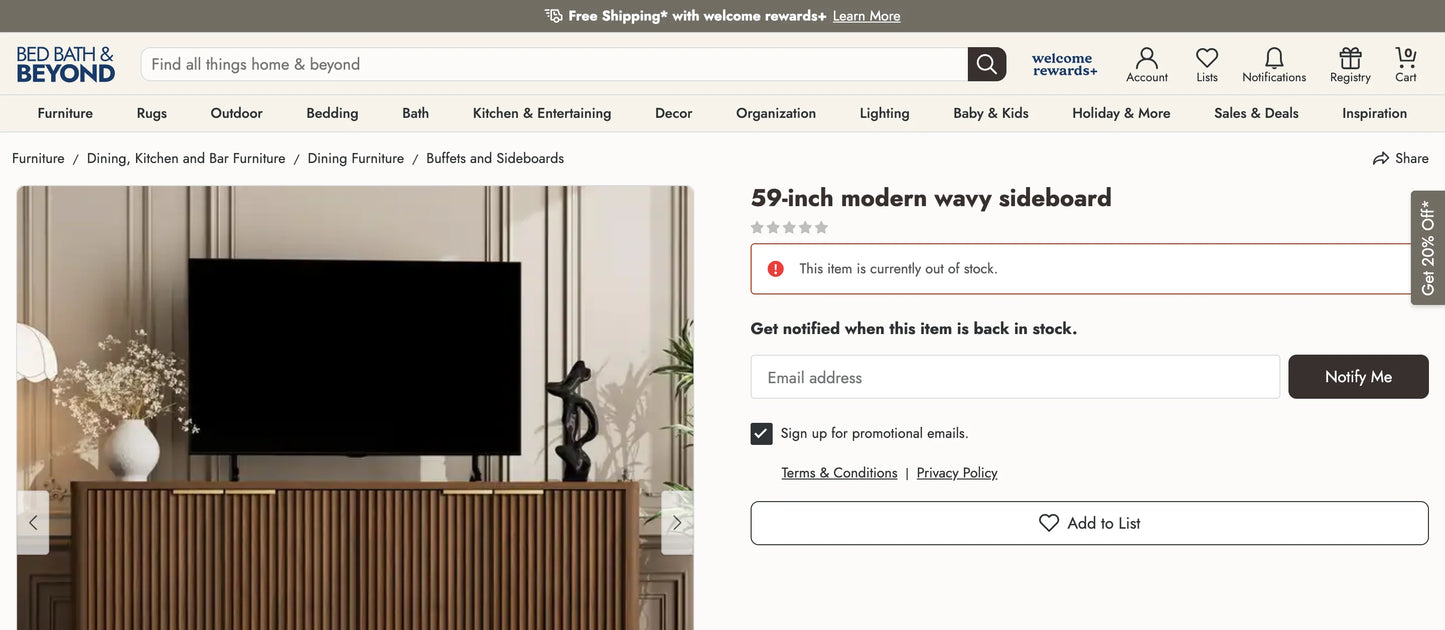 Modern MDF / Composite Panels Sideboard Cabinet, Walnut