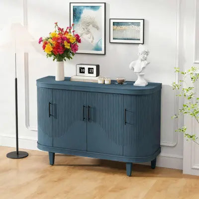 Modern 47" Solid + Manufactured Wood Sideboard Cabinet, Champagne