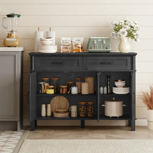 Modern Manufactured Wood (MDF) Sideboard Cabinet, Black