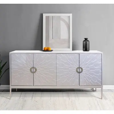 Modern 47" Solid + Manufactured Wood Sideboard Cabinet, Champagne