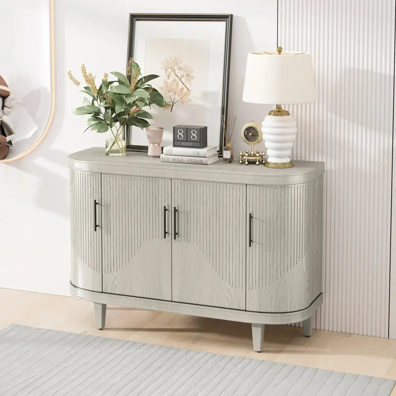 Modern 47" Solid + Manufactured Wood Sideboard Cabinet, Champagne