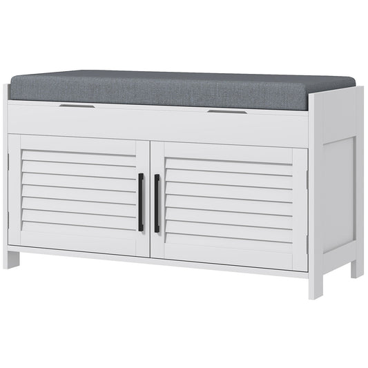 HOMCOM Modern Entryway Shoe Bench, Cushioned Seat & Storage