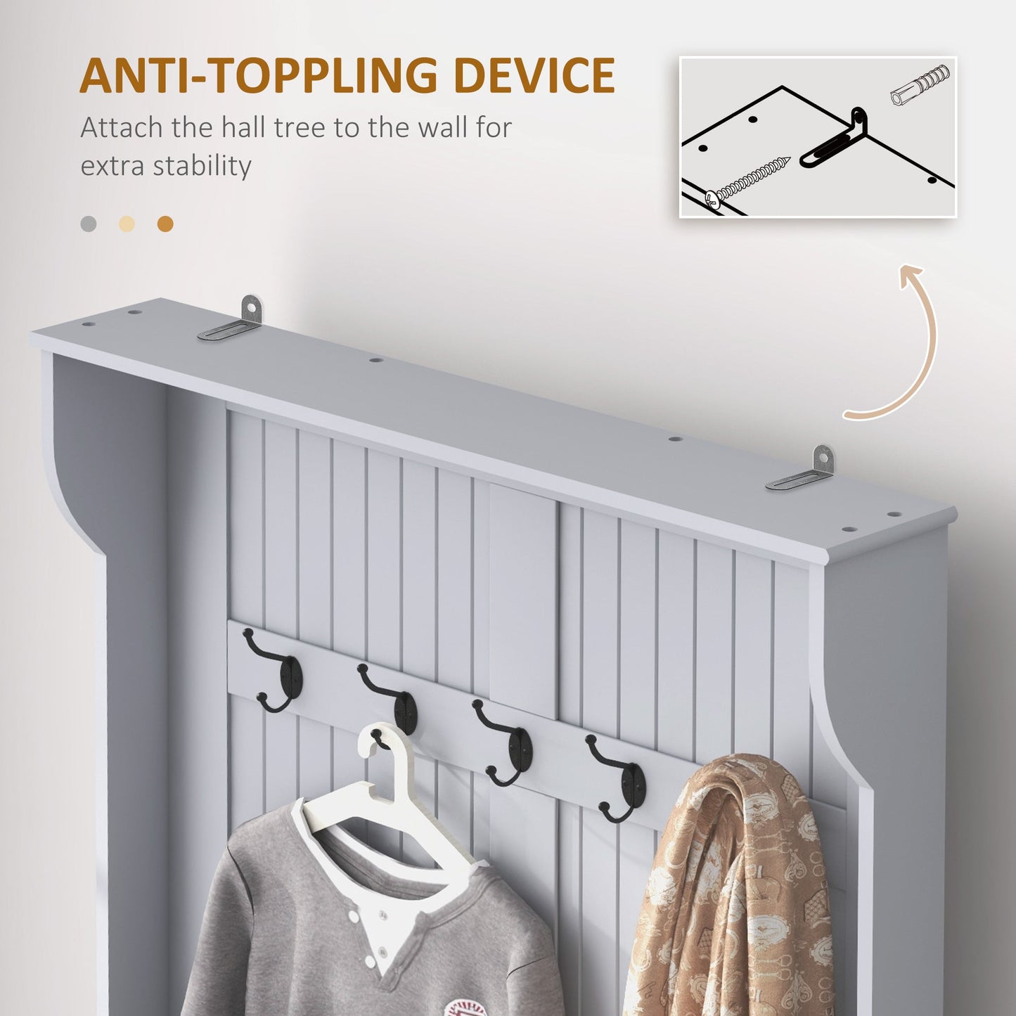 HOMCOM Modern Hall Tree Bench for Entryway, 3-in-1 Storage