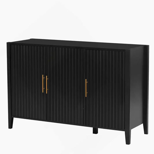 Modern Manufactured Wood, Metal Sideboard Cabinet, Black