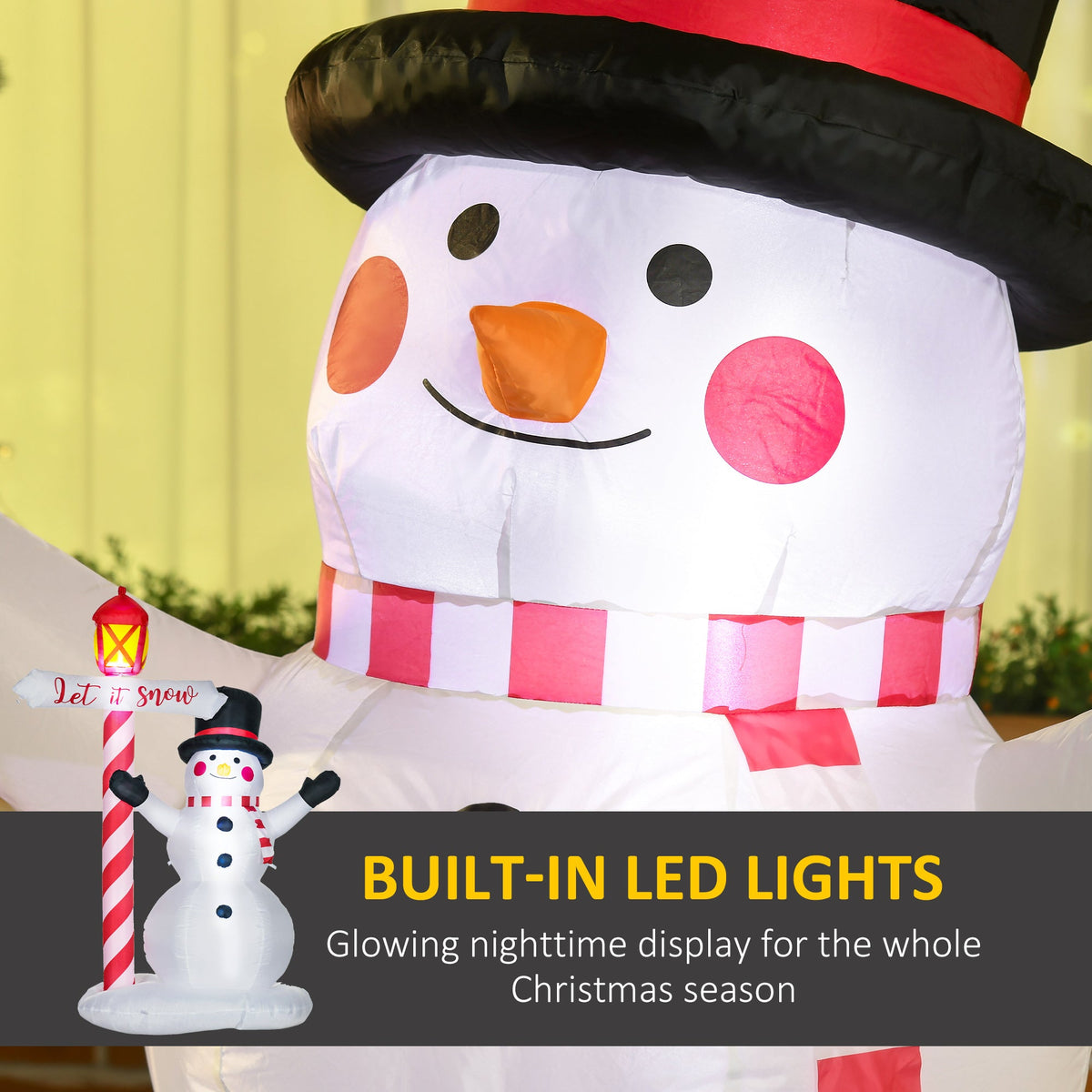 HOMCOM 7 Ft LED Inflatable Snowman & Street Lamp Christmas Yard