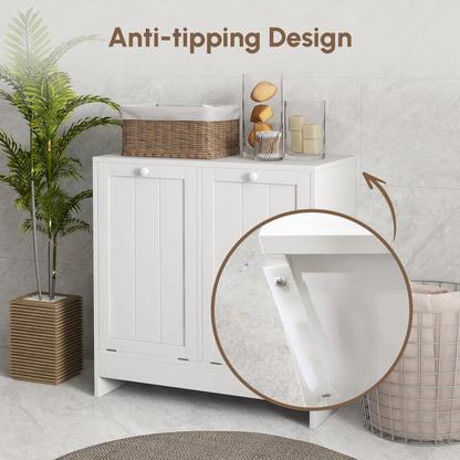 kleankin Modern Laundry Room Cabinet with Dual Tilt Hampers