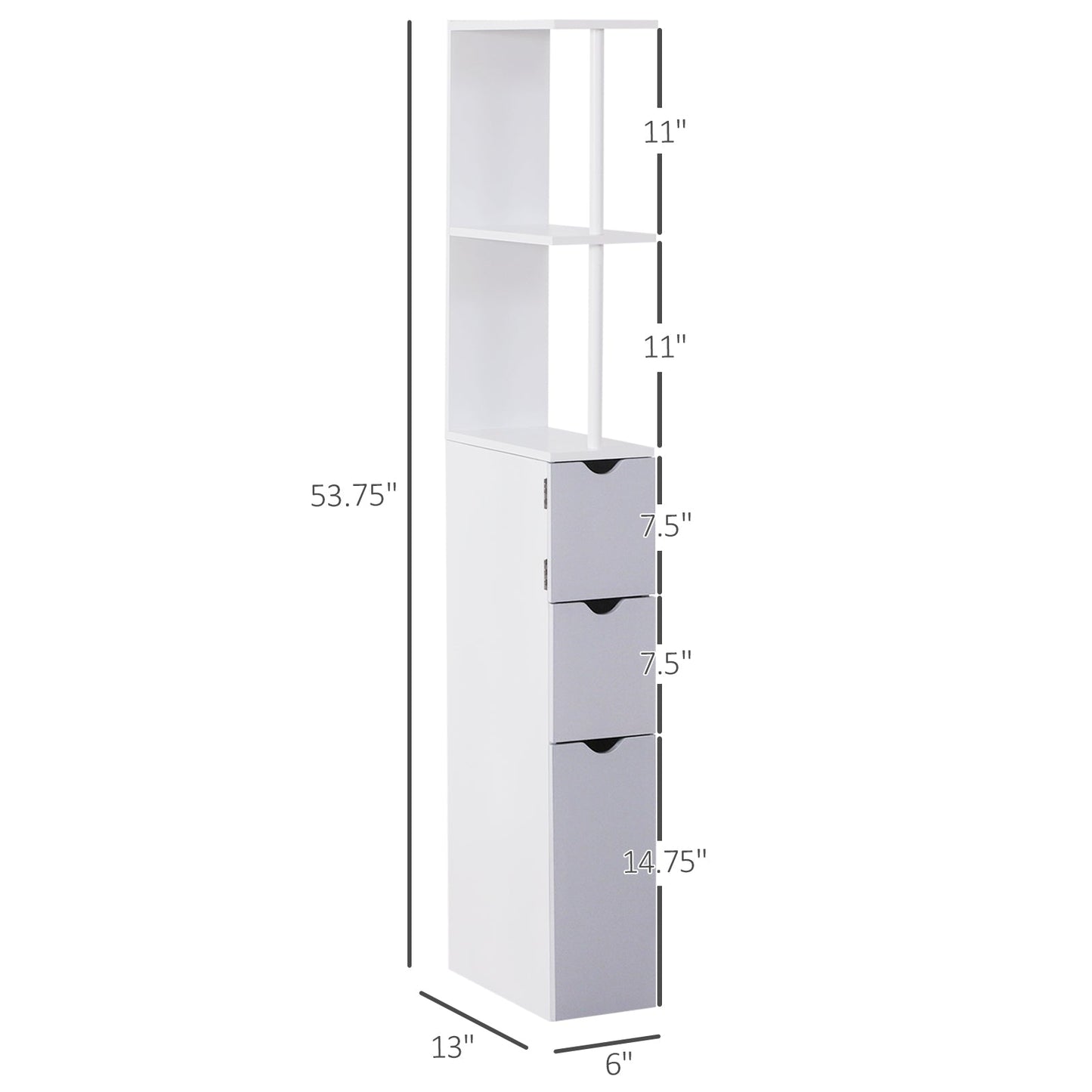 HOMCOM Slim Bathroom Linen Tower with Shelves & Drawers