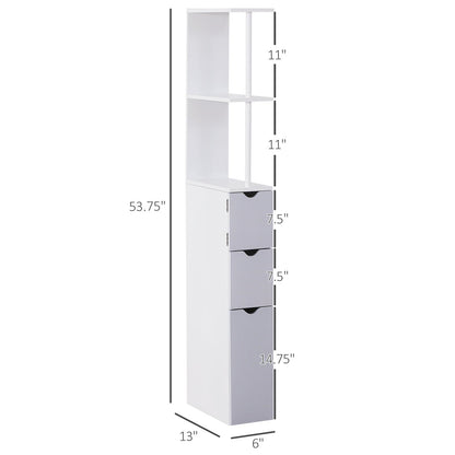 HOMCOM Slim Bathroom Linen Tower with Shelves & Drawers