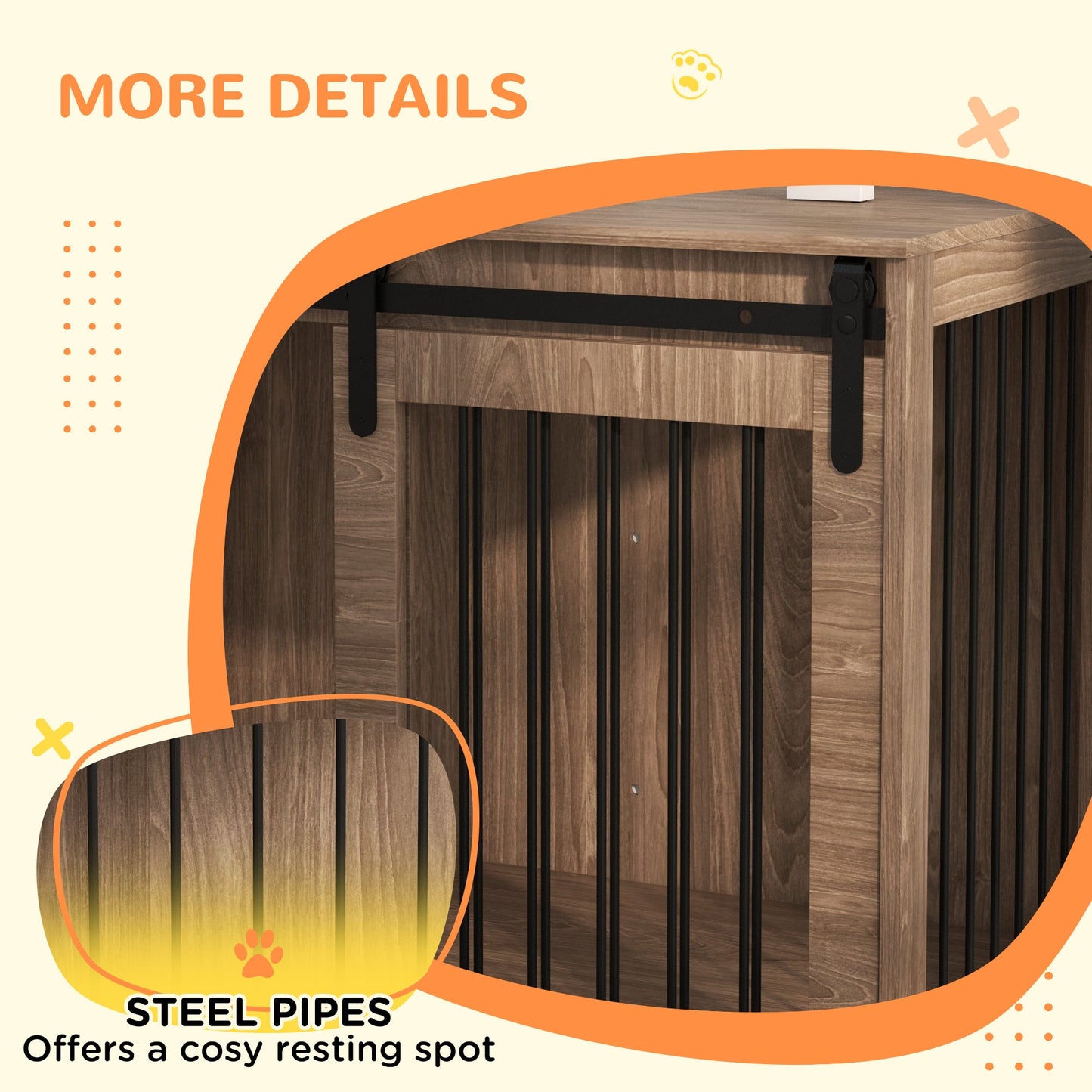 PawHut Brown Wood Dog Crate End Table for Home, Large Dogs