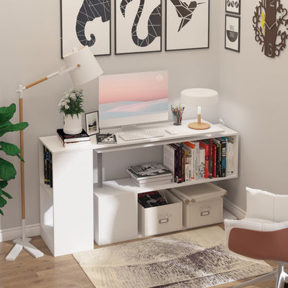 HOMCOM Modern L-Shaped Desk for Home Office, 360° Rotating