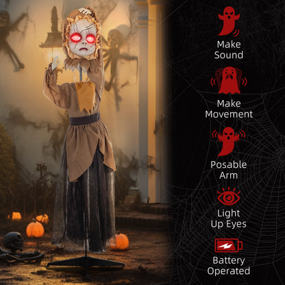 HOMCOM Outdoor Halloween Animatronic Doll, Sound & Motion