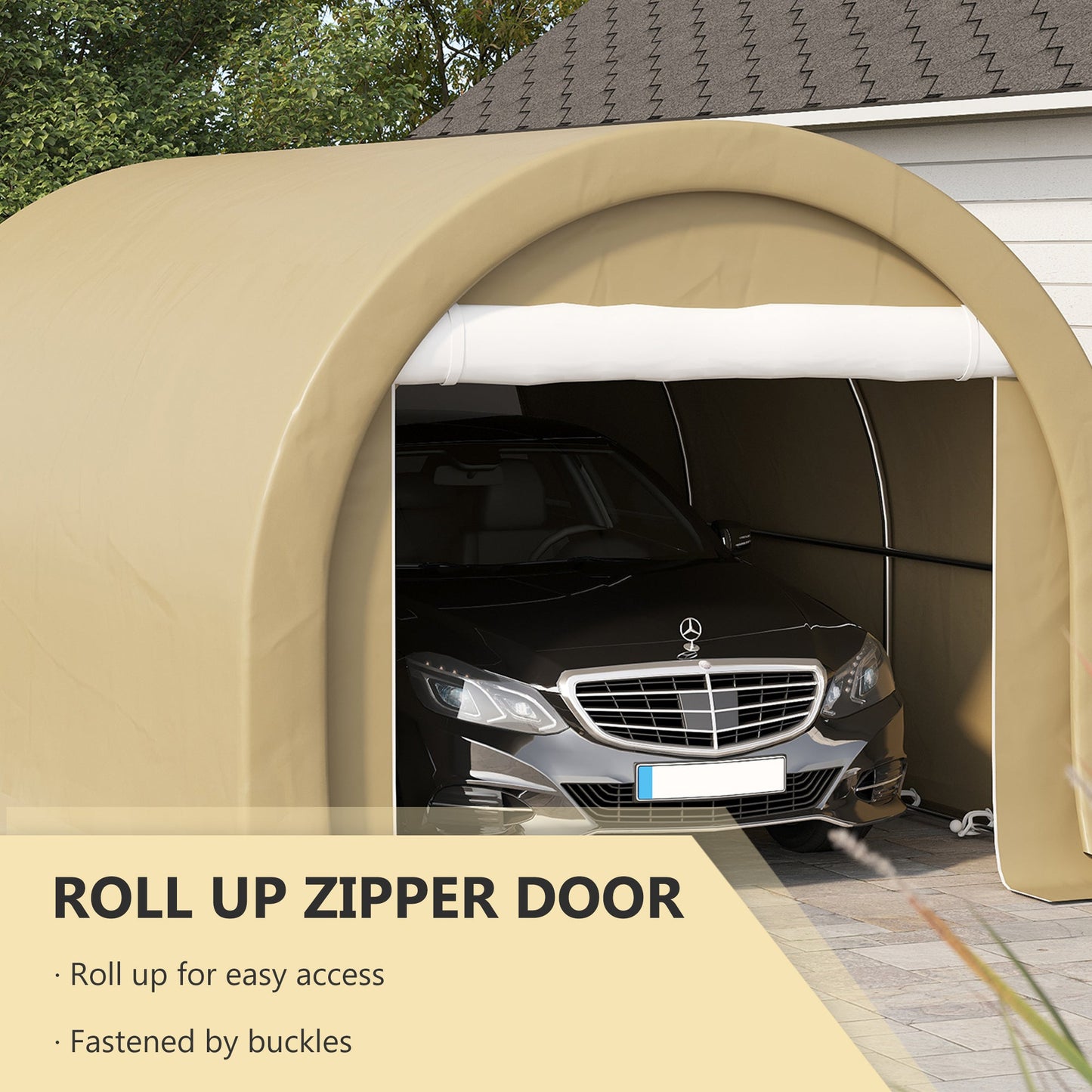 Outsunny Heavy-Duty Carport for Driveway with Zippered Door