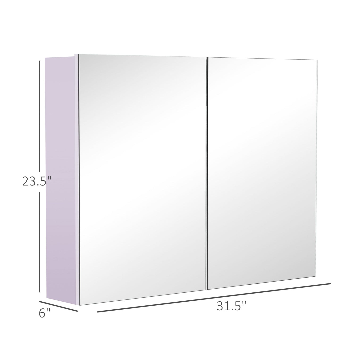 HOMCOM Sleek Mirrored Bathroom Medicine Cabinet Quiet Hinges