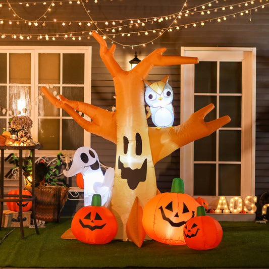 HOMCOM Haunted Yard Inflatable Tree, 7.5ft LED-Lit