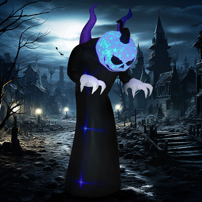 HOMCOM 7ft Halloween Pumpkin Reaper LED-Lit Yard Inflatable