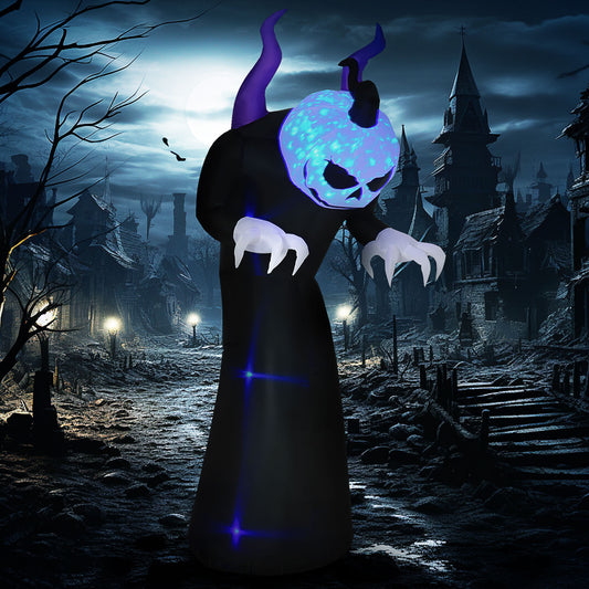 HOMCOM 7ft Halloween Pumpkin Reaper LED-Lit Yard Inflatable