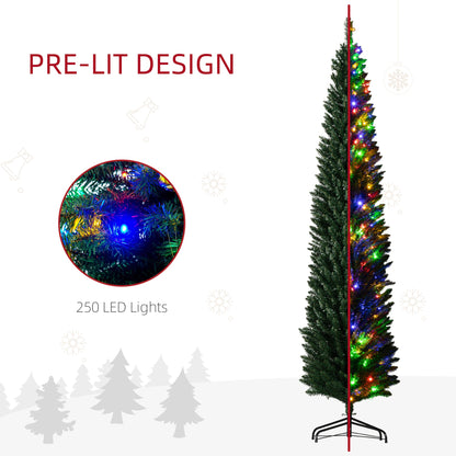 HOMCOM 8 Ft Slim Pencil Christmas Tree, Holiday Color LEDs
