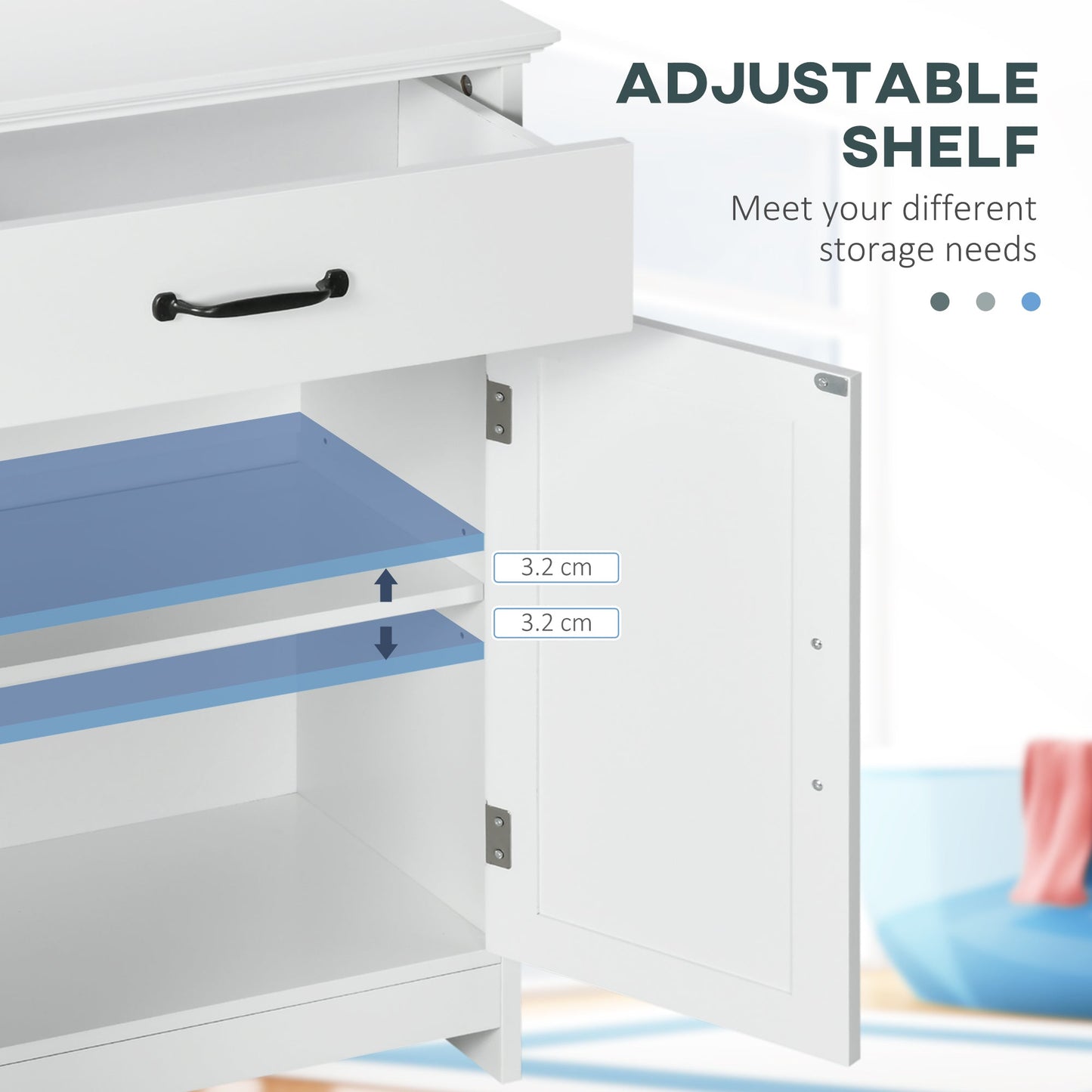 kleankin Modern Bathroom Cabinet, Drawer & Adjustable Shelf