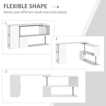 HOMCOM Modern L-Shaped Desk for Home Office, 360° Rotating