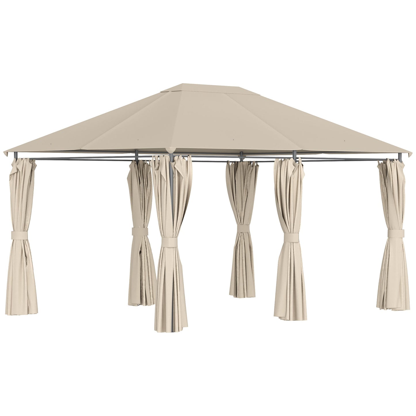 Outsunny Khaki 10x13 Patio Gazebo with Removable Walls