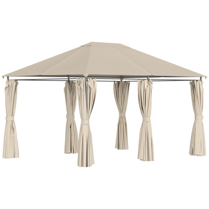 Outsunny Khaki 10x13 Patio Gazebo with Removable Walls