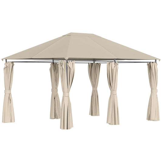 Outsunny Khaki 10x13 Patio Gazebo with Removable Walls
