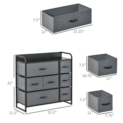 HOMCOM Industrial 7-Drawer Bedroom Dresser, Steel Frame