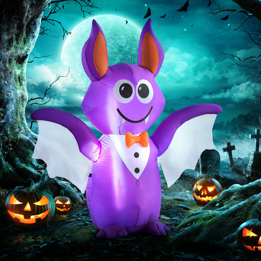 Outsunny Halloween Inflatable Bat, 6ft LED-Lit Yard & Garden