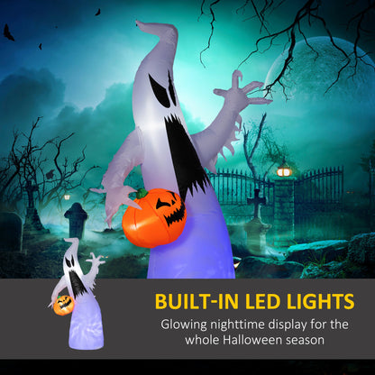 HOMCOM Halloween Yard Inflatable Ghost with Pumpkin, LED