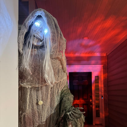Outsunny 74in Skeleton Witch, Halloween Yard, Sound & Motion