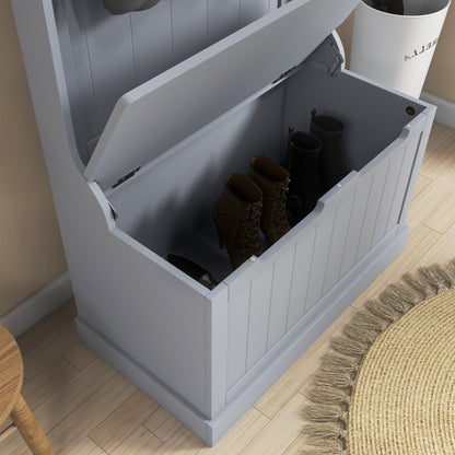 HOMCOM Modern Gray Hall Tree Bench for Entryway with Storage
