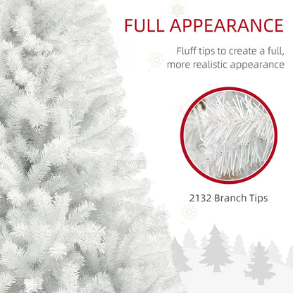 HOMCOM White 9ft Faux Christmas Tree for Holidays, Auto-Open